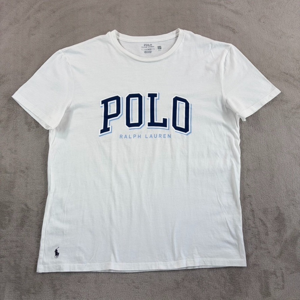 Polo Ralph Lauren Center Logo Crew Neck T Shirt in White Men Large Short Sleeve